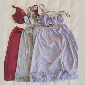 Vintage Slip and Bra Sets. Lot of 7.